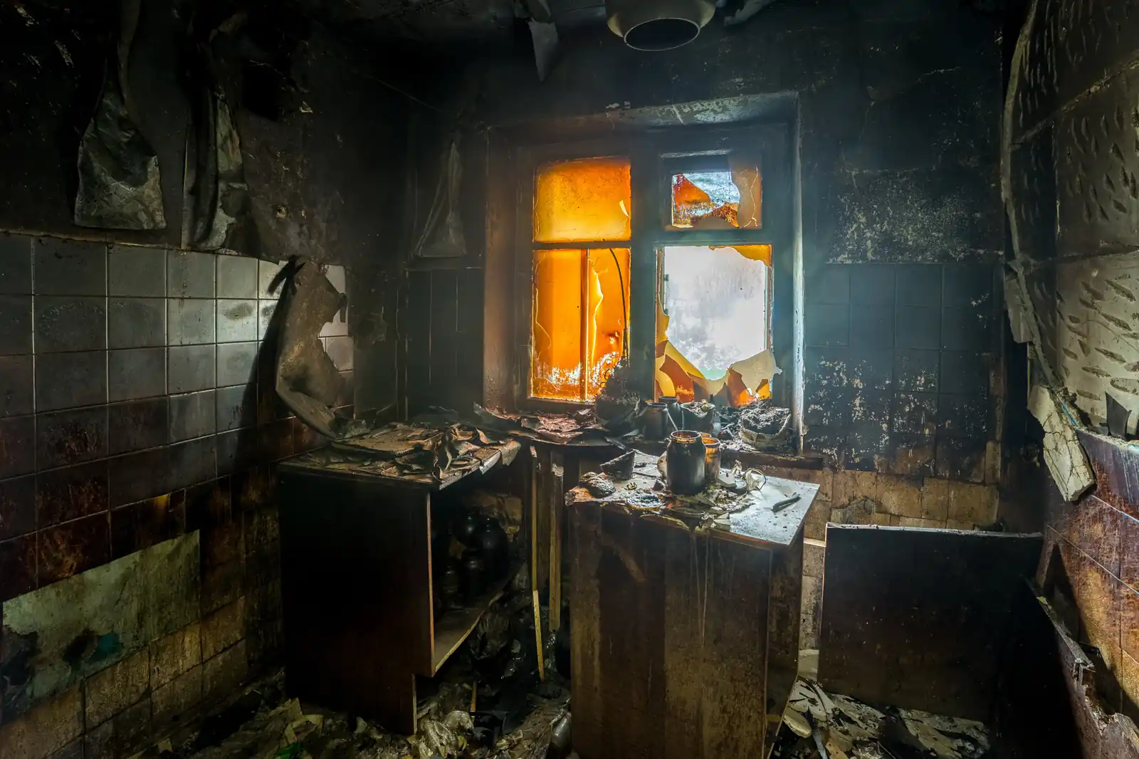 Fire damage restoration crew responding to a house fire in Mount Vernon, WA